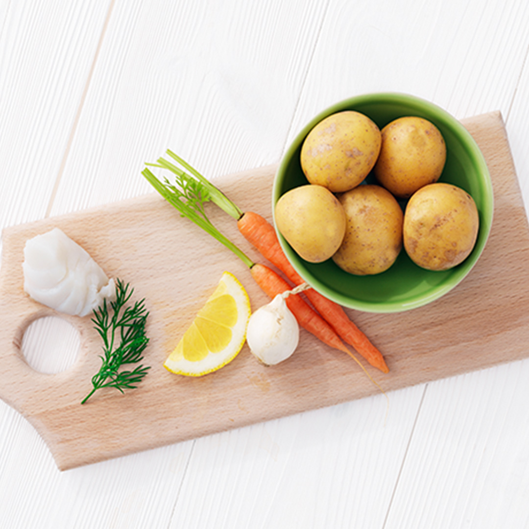 Potato with cod and carrot