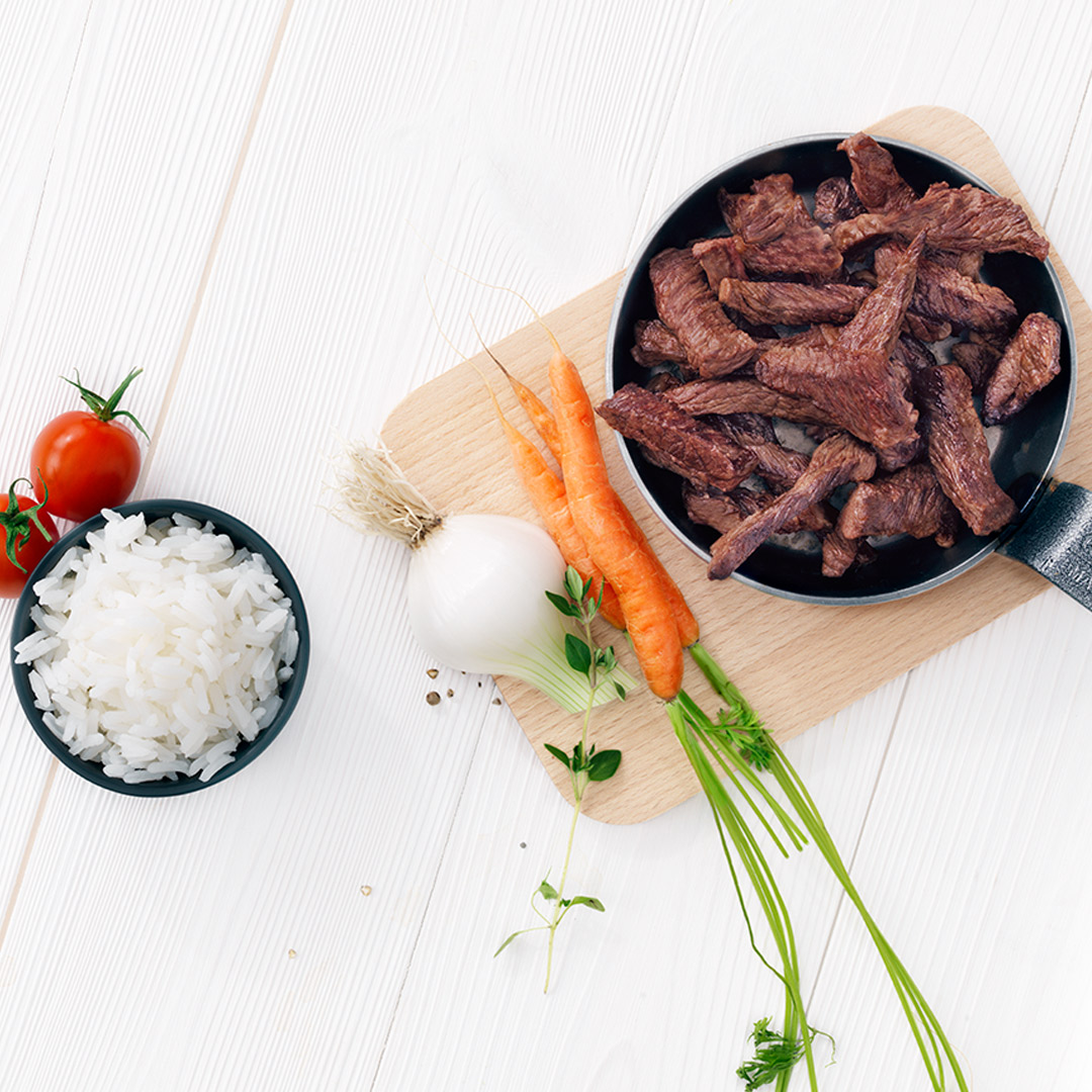 Beef Stroganoff with rice