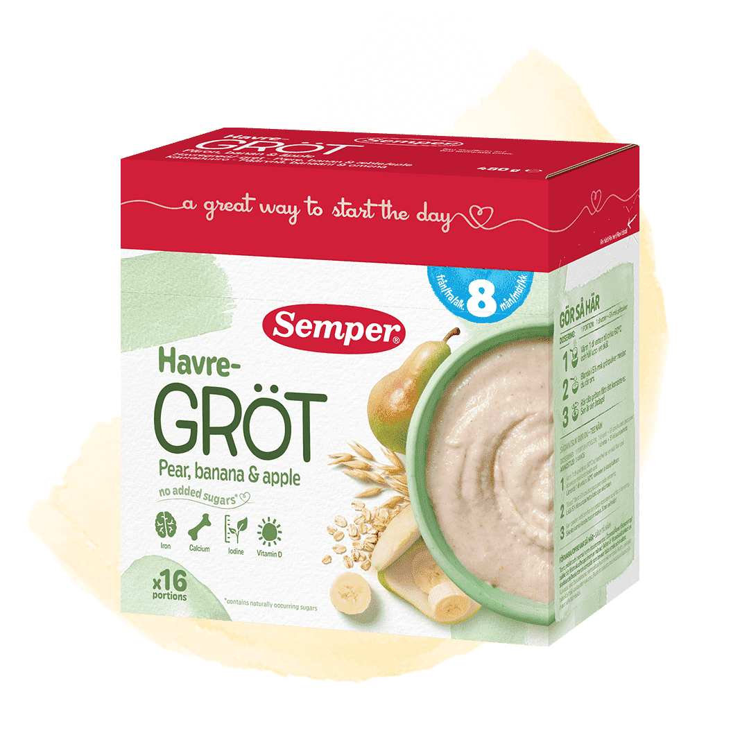 Havregröt med päron & banan 8m