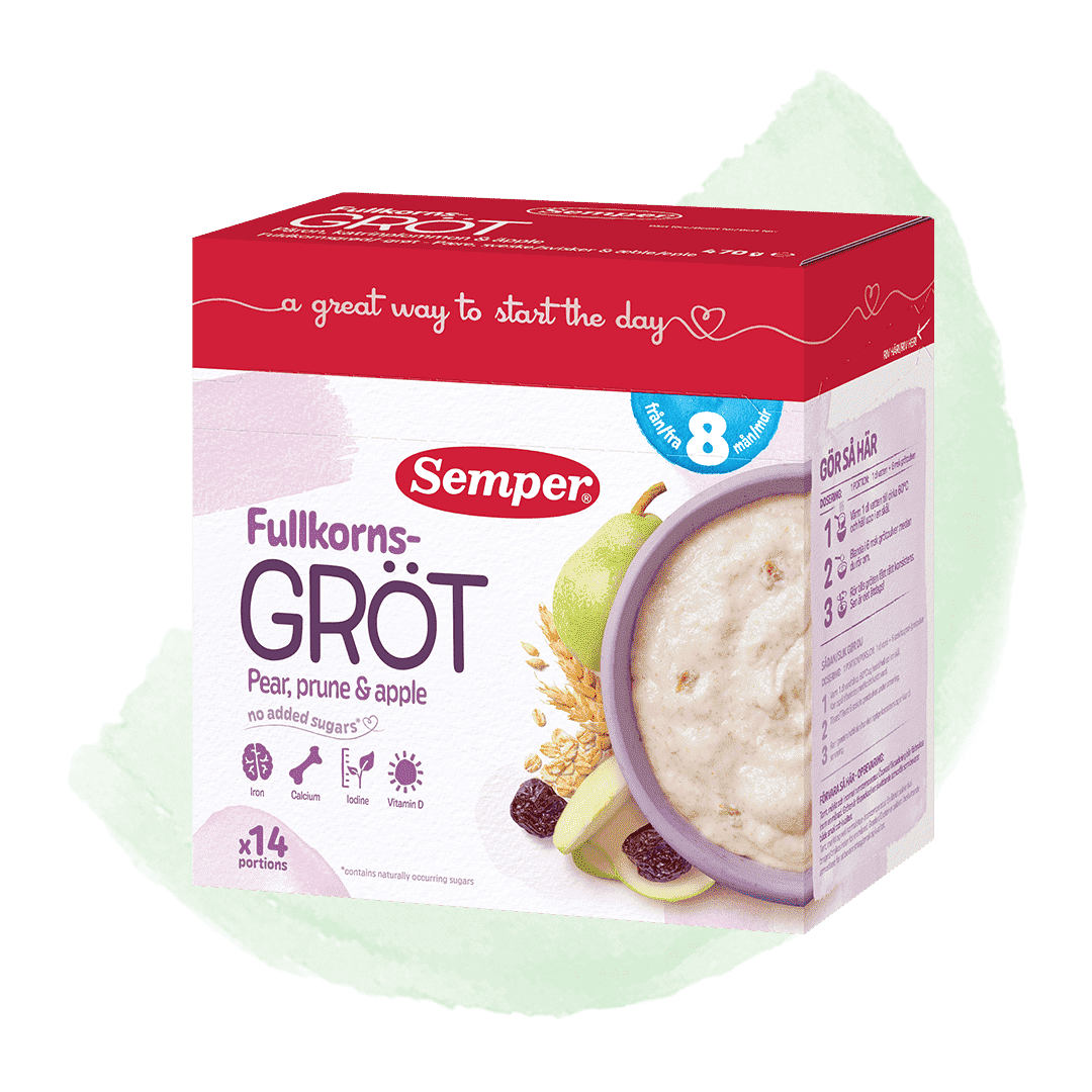 Wholegrain porridge pear prune apple