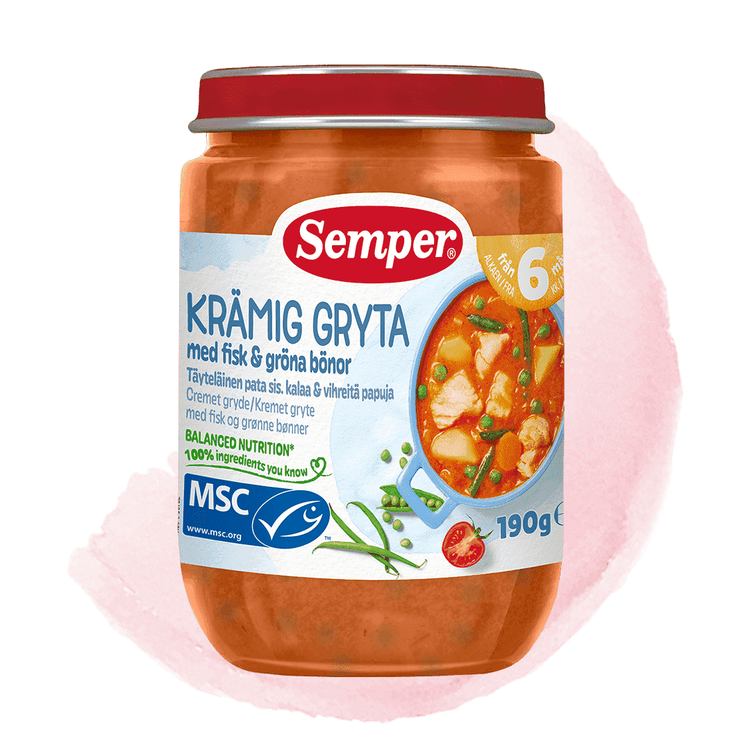 Krämig gryta med fisk & gröna bönor från 6 mån - från Semper Barnmat