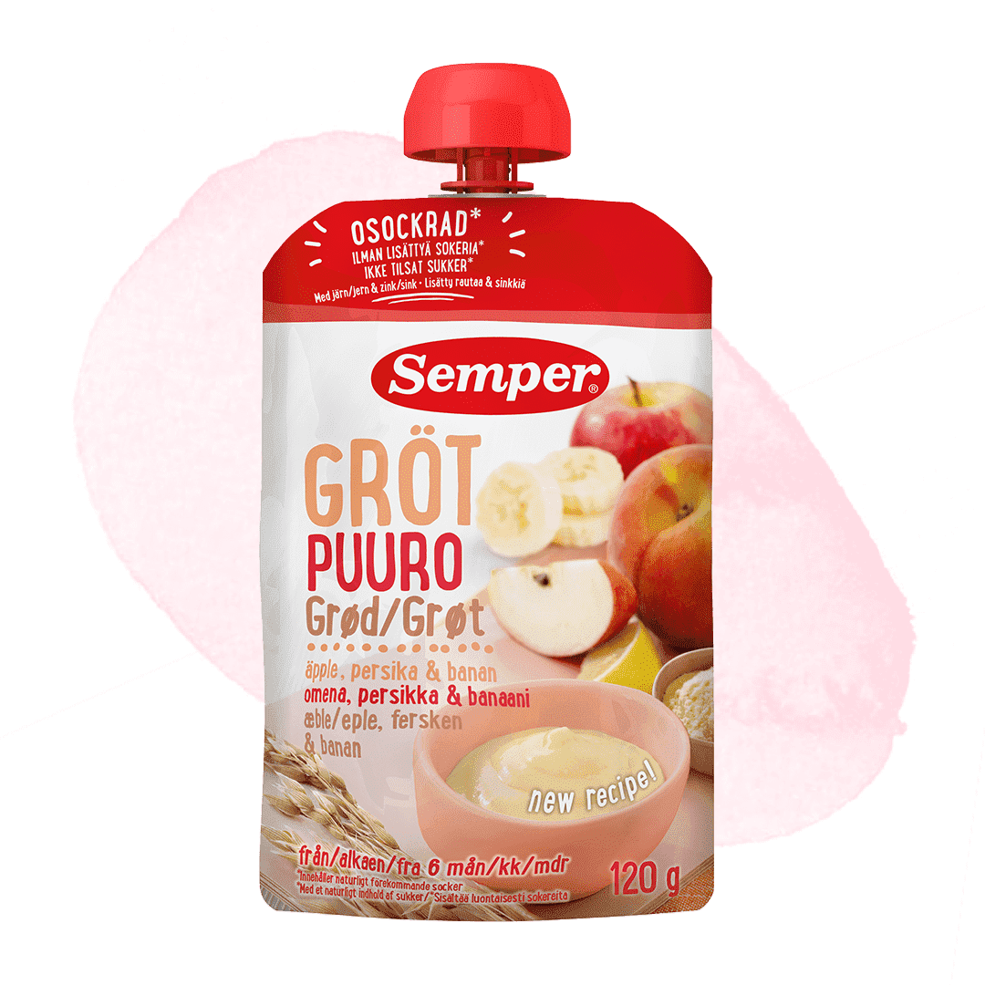 Porridge pouch apple, peach, banana