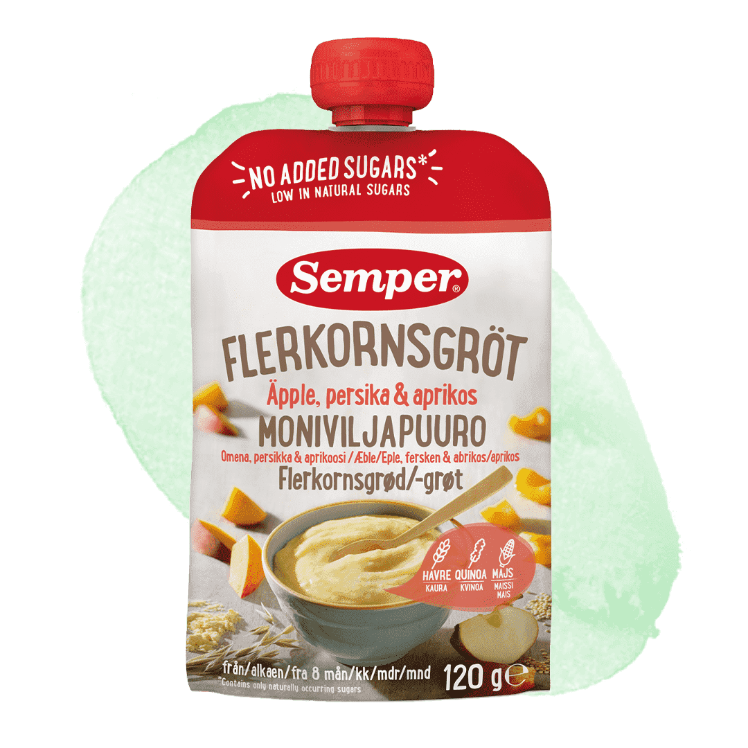 Ätklar flerkornsgröt med äpple, persika & aprikos