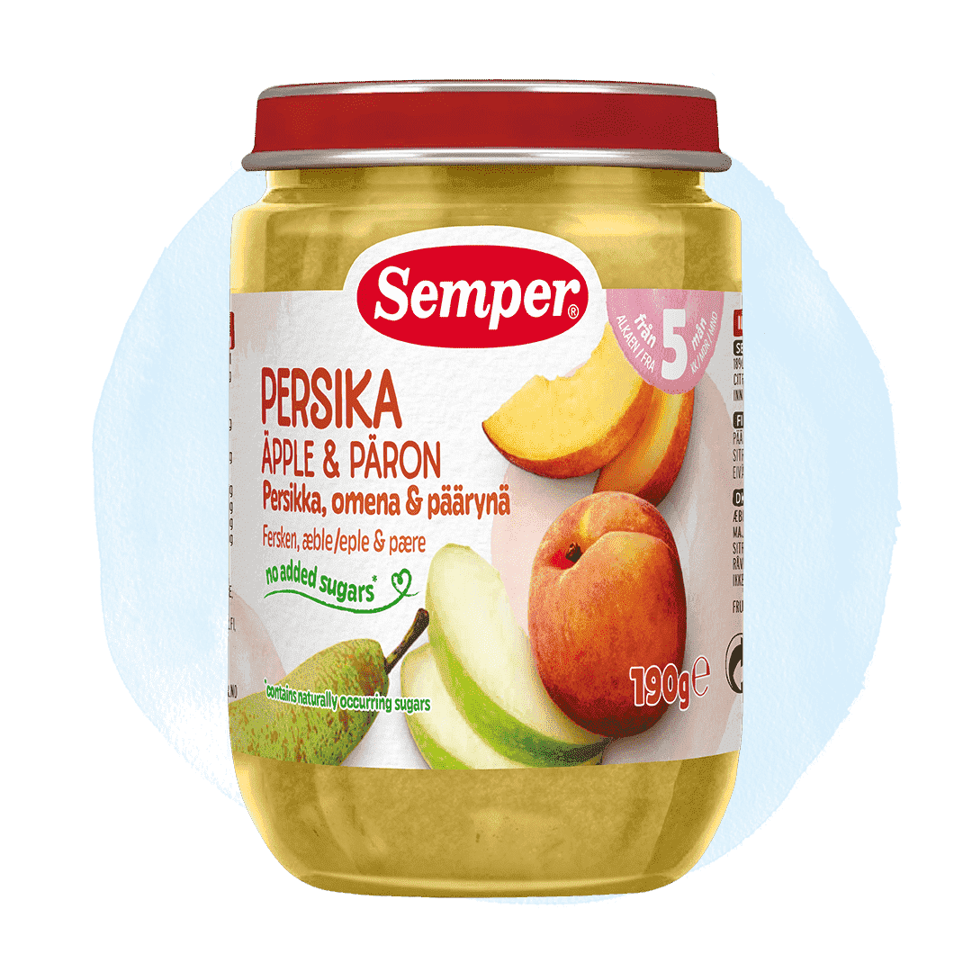 Peach, apple and pear puree