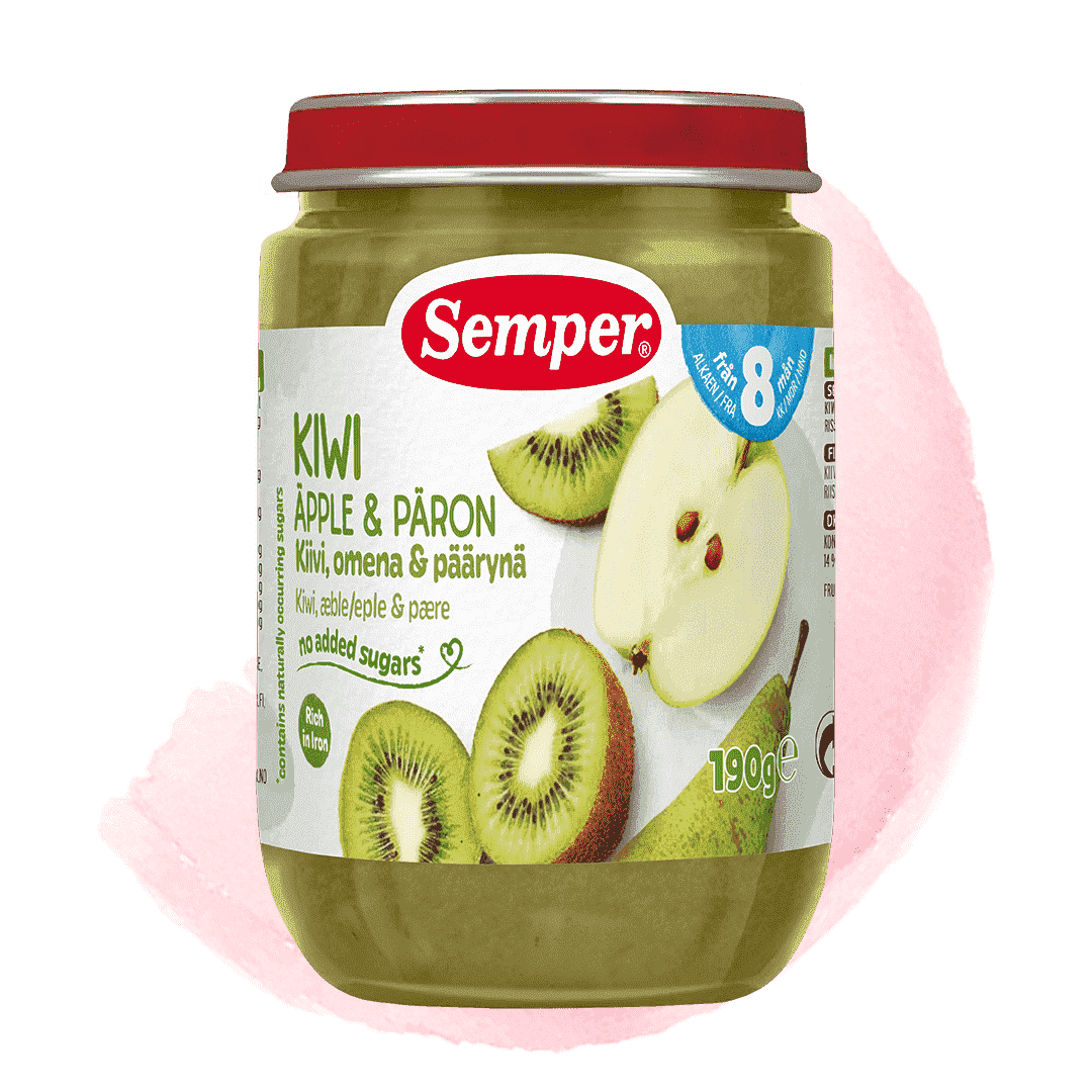 Kiwi, apple and pear puree