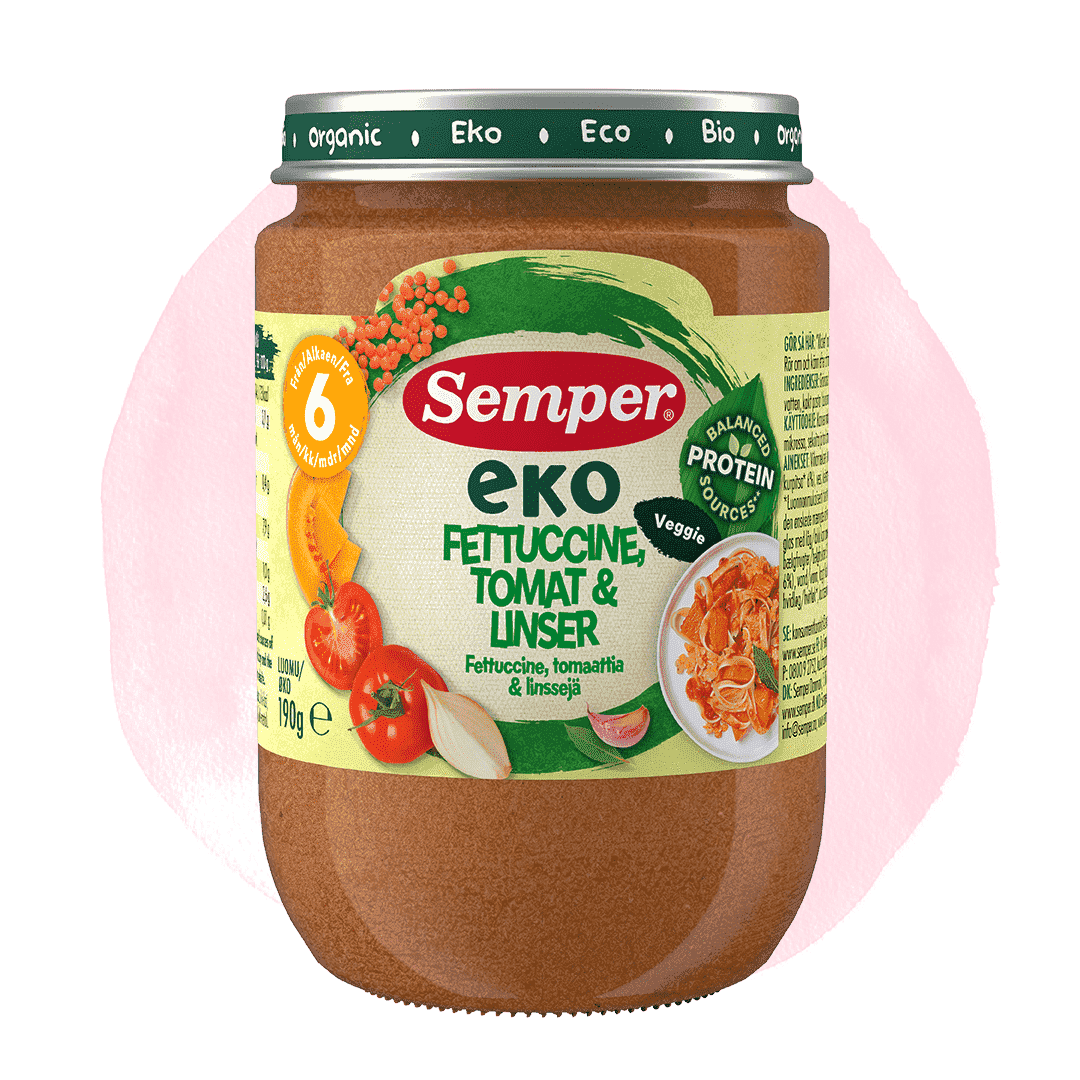 Eko fettucine med tomat och linser 6m