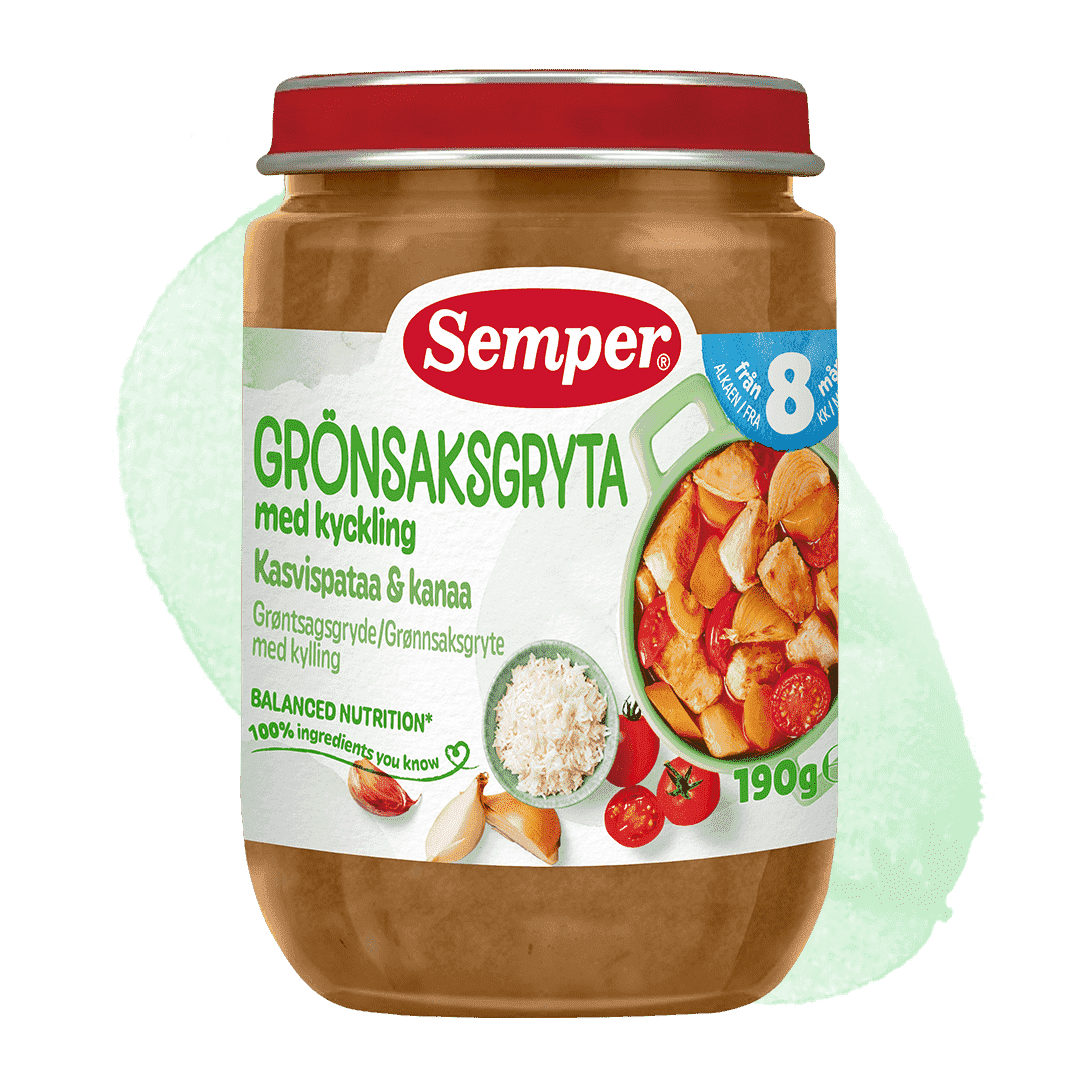 Grönsaksgryta med kyckling & vitlök 8m